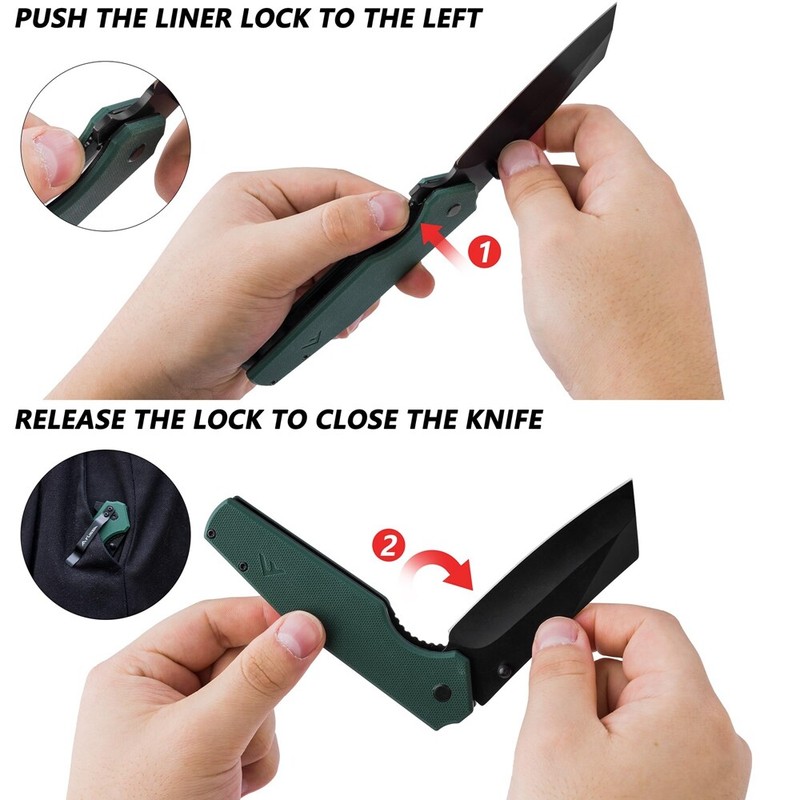 FLISSA Folding Utility Knife G10 Handle 4-3/4 Reverse Tanto Folding Pocket Knife gallery