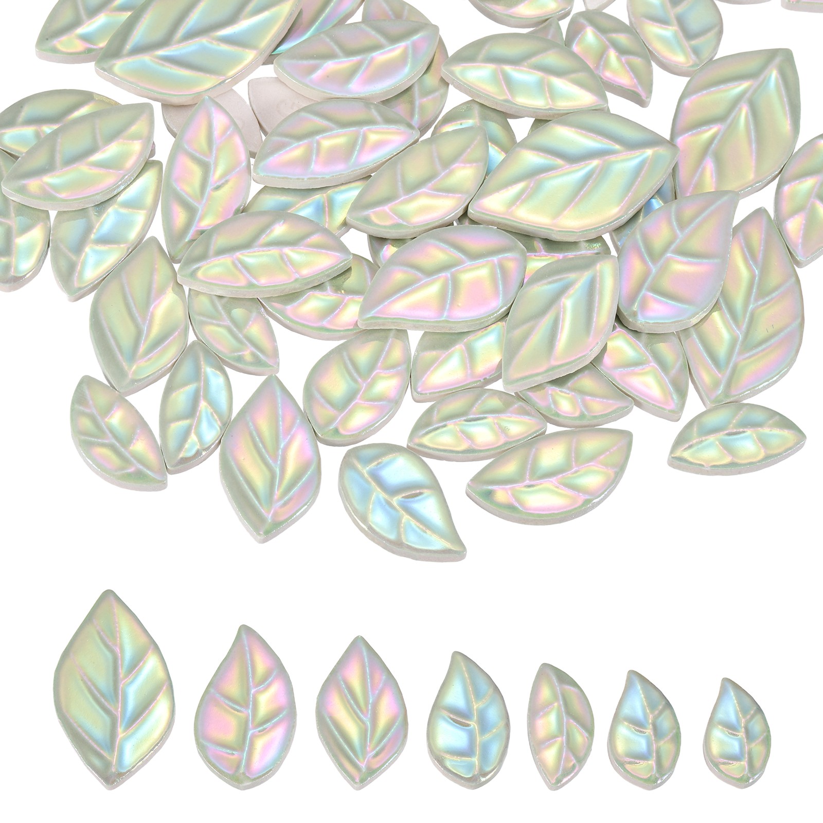 For Ceramic Mosaic Leaves 0.44LB, Light Green Iridescent for Crafts gallery
