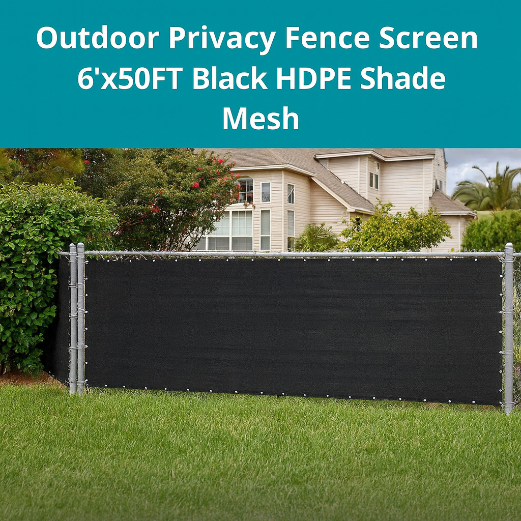 Outdoor Privacy Fence Screen 6x50FT Black HDPE Mesh Backyard Deck Holiday Decor gallery