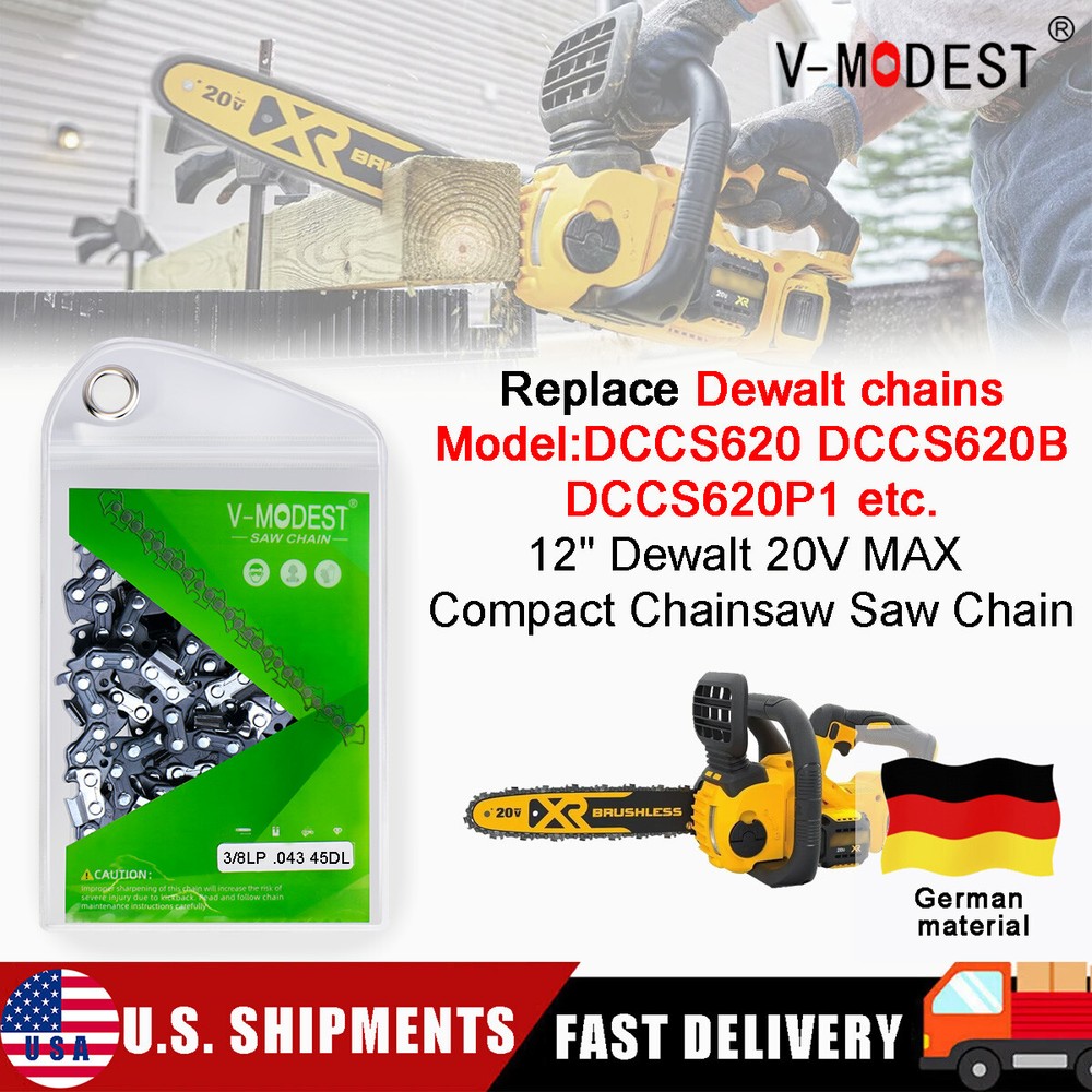 12" Chainsaw Chain For Dewalt DCCS620 90PX045G 3/8"LP .043" 45DL Semi chisel