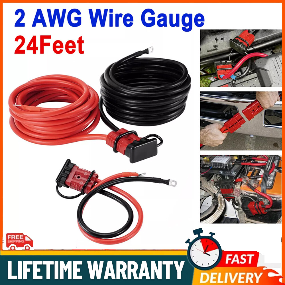 24 FT Quick Disconnect Winch Power Cable, 2 Gauge 2 AWG Wiring For Winch Trailer gallery