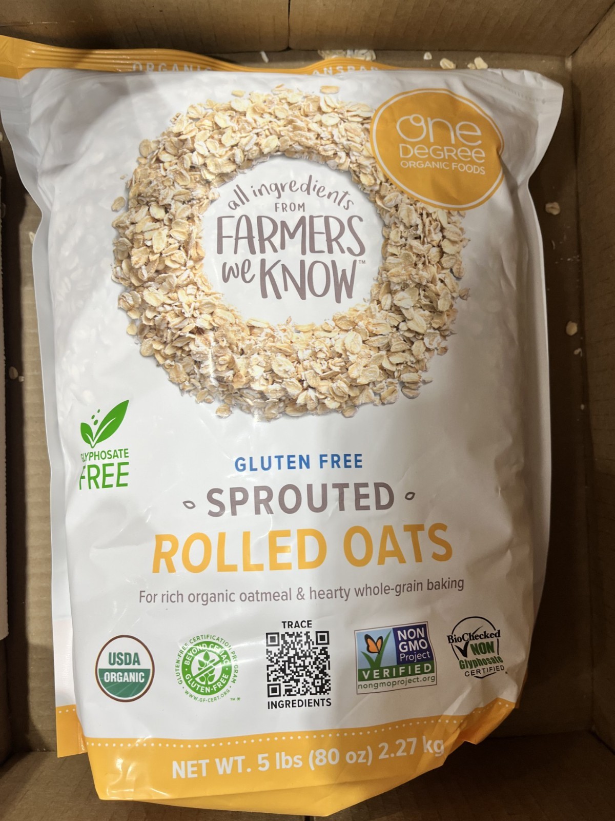 One Degree Organic Gluten Free Sprouted Rolled Oats 5 Lbs (80 Oz) gallery