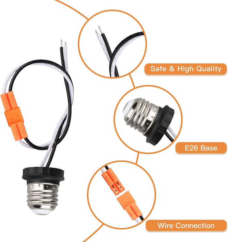 E26 Socket Adapter, 6 Pack Light Bulb Socket Pigtail, Screw in Male Light Socket gallery