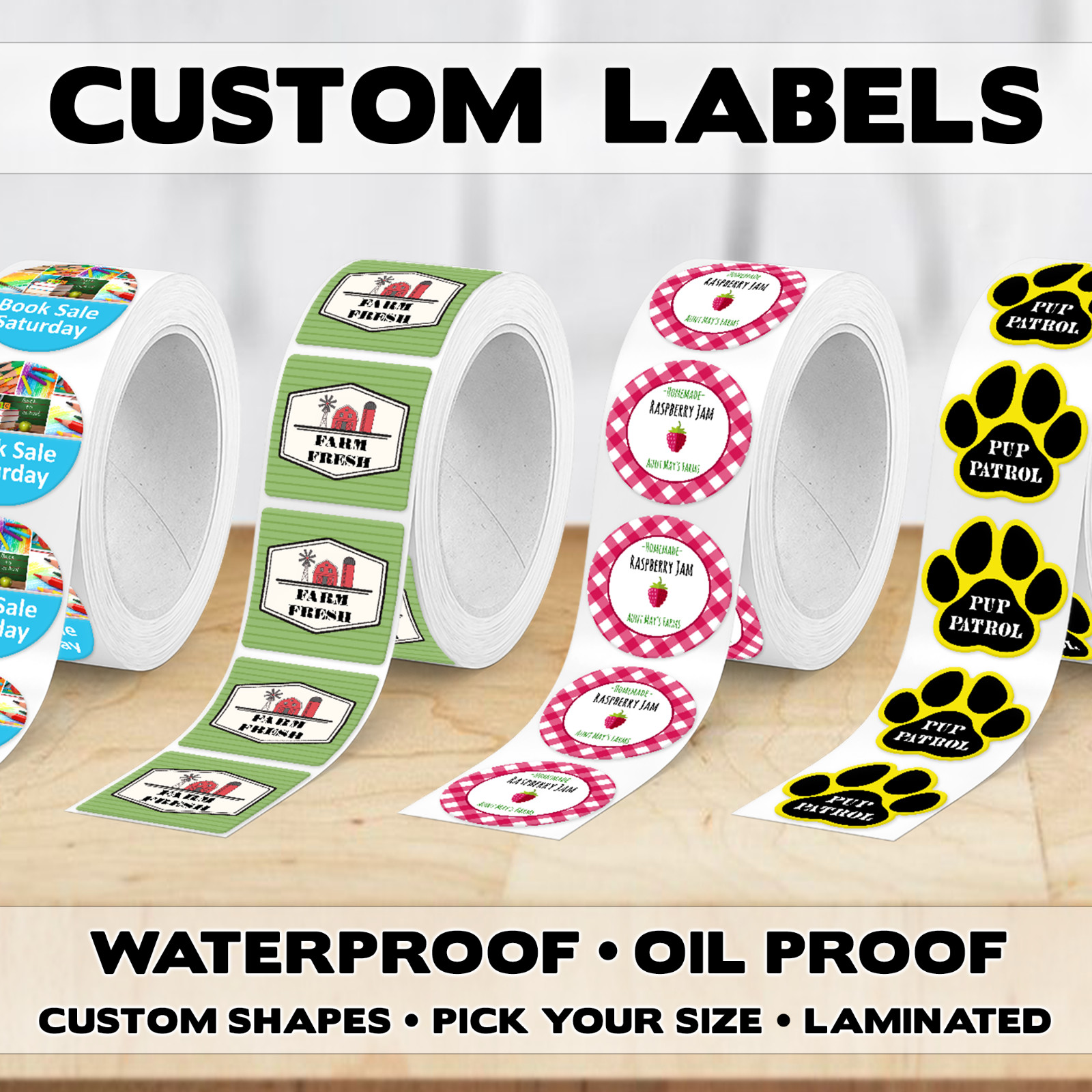 Custom Labels on a Roll | Gloss or Matte Lamination | Your Logo or Design gallery