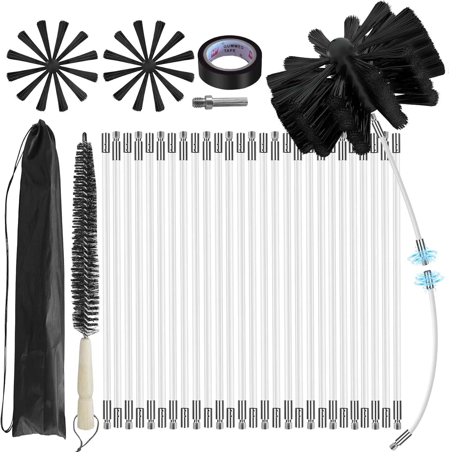 35Feet Chimney Sweep Kit - 6 in Brush Head Dryer Vent Cleaner Rotary Cleaning gallery