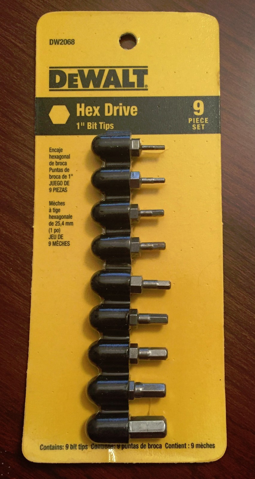DEWALT 9 PC HEX DRIVE 1" BIT TIPS DW2068 SAE 1/16"-1/4" SCREW BITS ALLEN BITS gallery