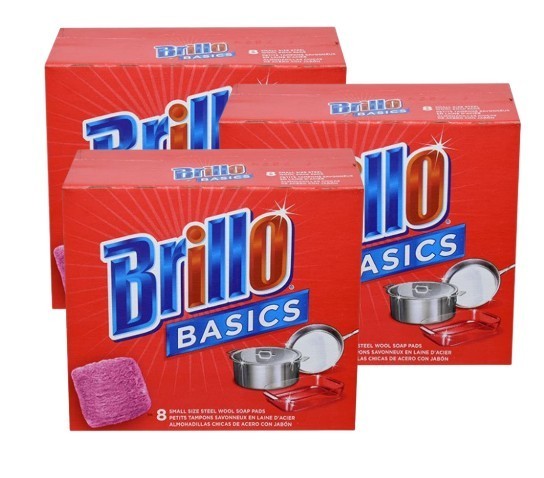 Brillo Basics Steel-wool Soap Pads, 8-ct. Boxes - Pack of 3 gallery