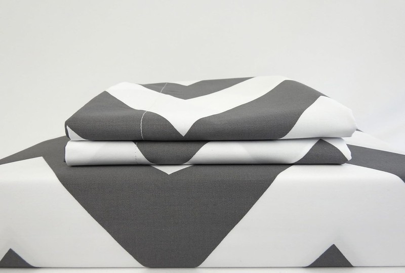 Full/Queen - Chevron- Grey with White- 3pc Duvet Cover Set 100% Cotton Fiber gallery