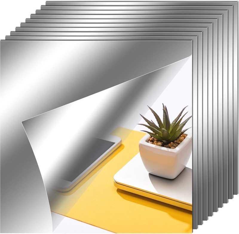 Thin and Lightweight Self-Adhesive Mirror Panels - 10x 6x6'' for Easy Decor gallery