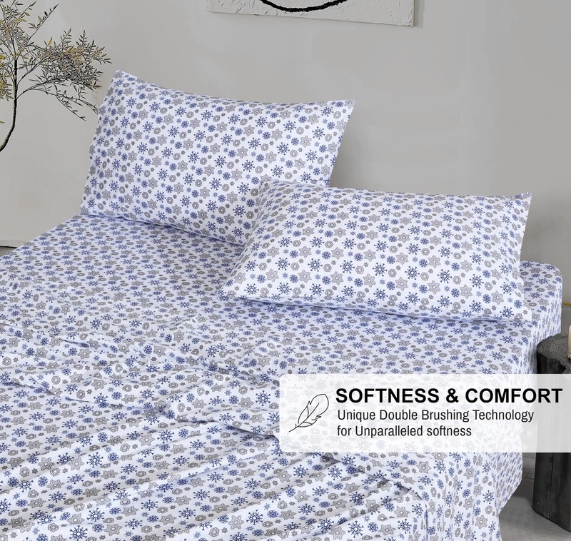 RUVANTI Flannel Sheets Full Size - 100 Cotton Double Brushed Bed Sheets Set, gallery