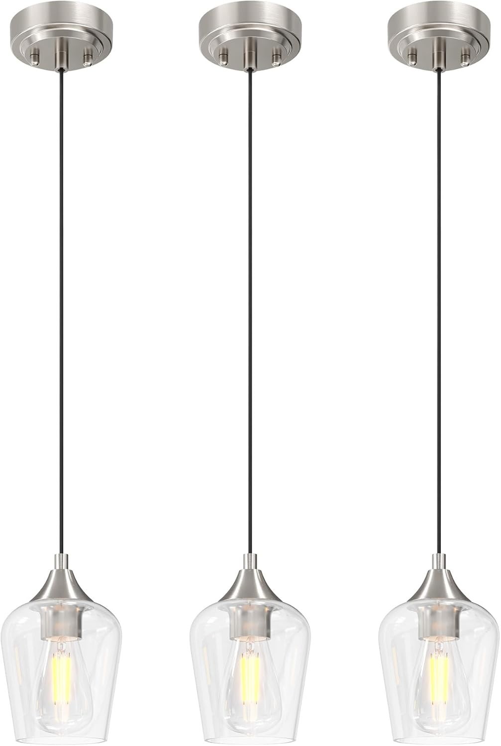 Stylish Adjustable Pendant Lights in Brushed Nickel - Perfect for Kitchens gallery