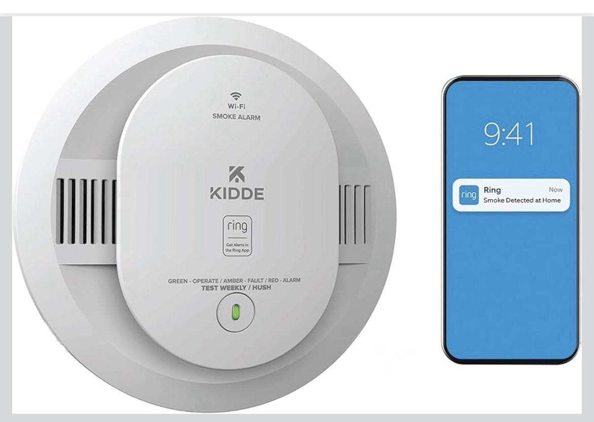 Kidde Smart Smoke Detector, Ring App Enabled for Real-Time 5 Inches Battery gallery