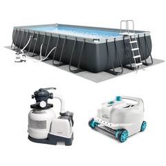 Intex Rectangular Ultra XTR Frame Swimming Pool w/ Pump & Robot Vacuum Cleaner