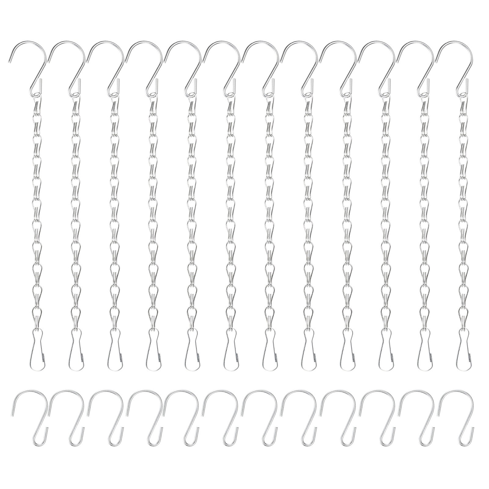 12Pcs 25cm/9.8in Hanging Chain with Hooks for Bird Feeder Planter Lantern Silver gallery