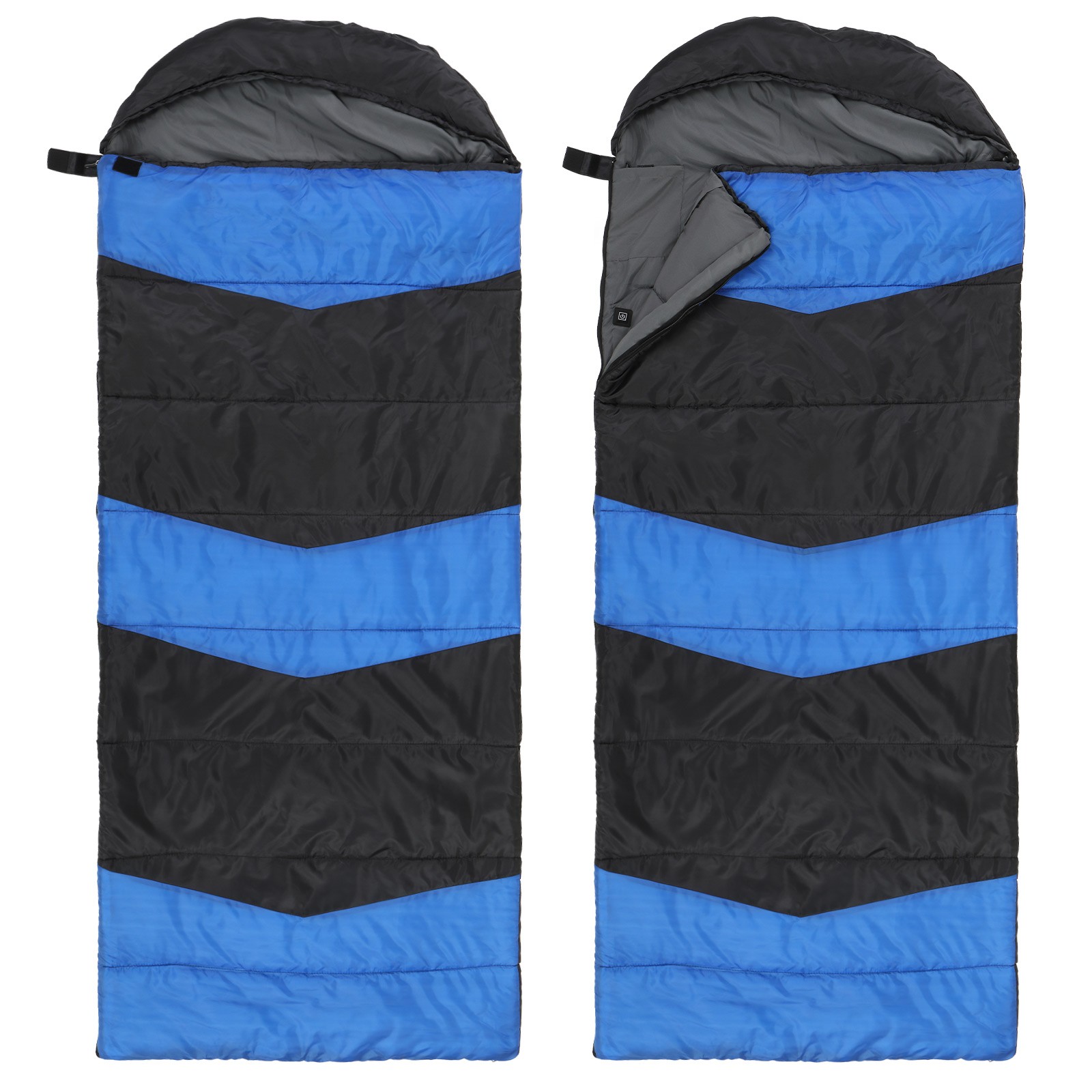 USB Heated Sleeping Bag 210x85cm Waterproof 190T Polyester 4-Pad Heating Blue gallery