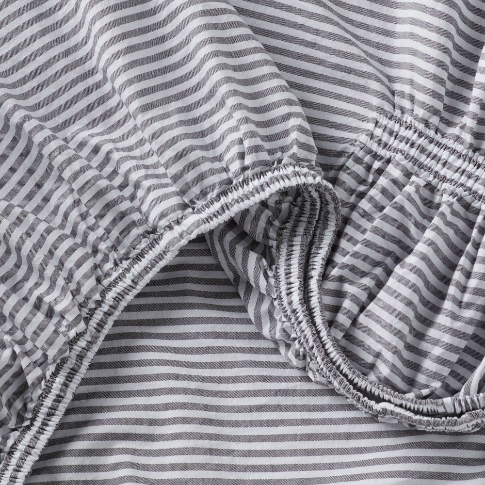 Twin/Twin XL Organic Percale Sheet Set Charcoal/White Stripe - Threshold gallery
