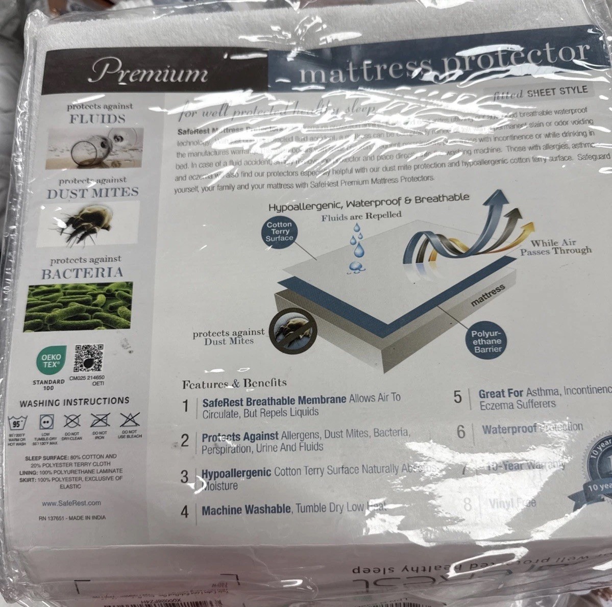 SafeRest Twin Size Premium Bed 🛏️ Mattress Fitted Sheet Protector Waterproof 💦 gallery
