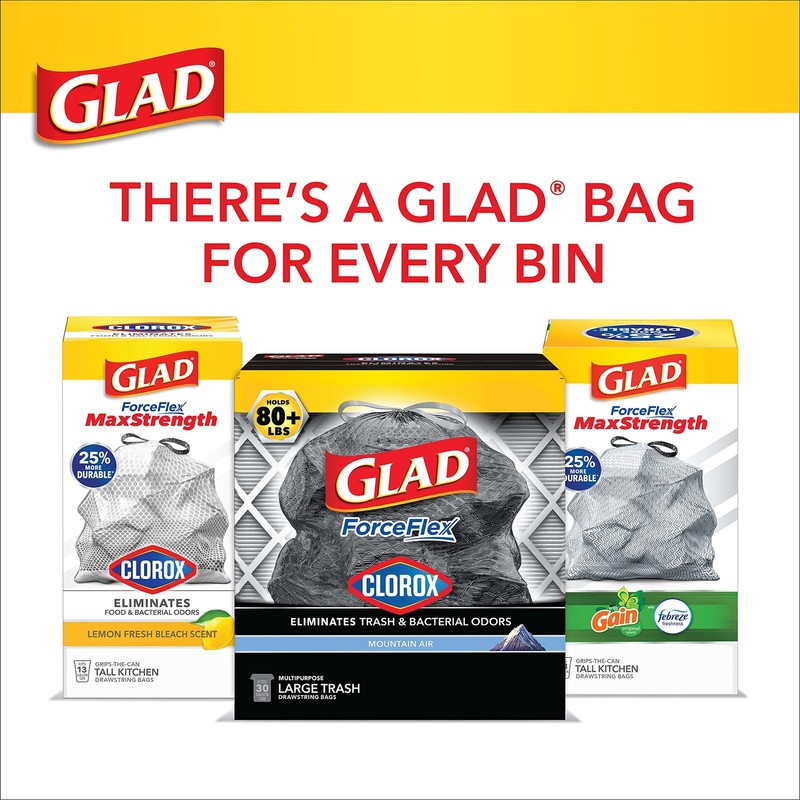 Glad ForceFlex Large 30 Gallon Trash Bags 68 Count Heavy Duty Black gallery