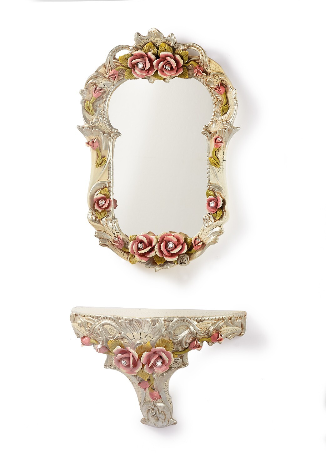 Mirror With base Porcelain Italian Capodimonte Silver foil 19 11/16x29 7/8in gallery