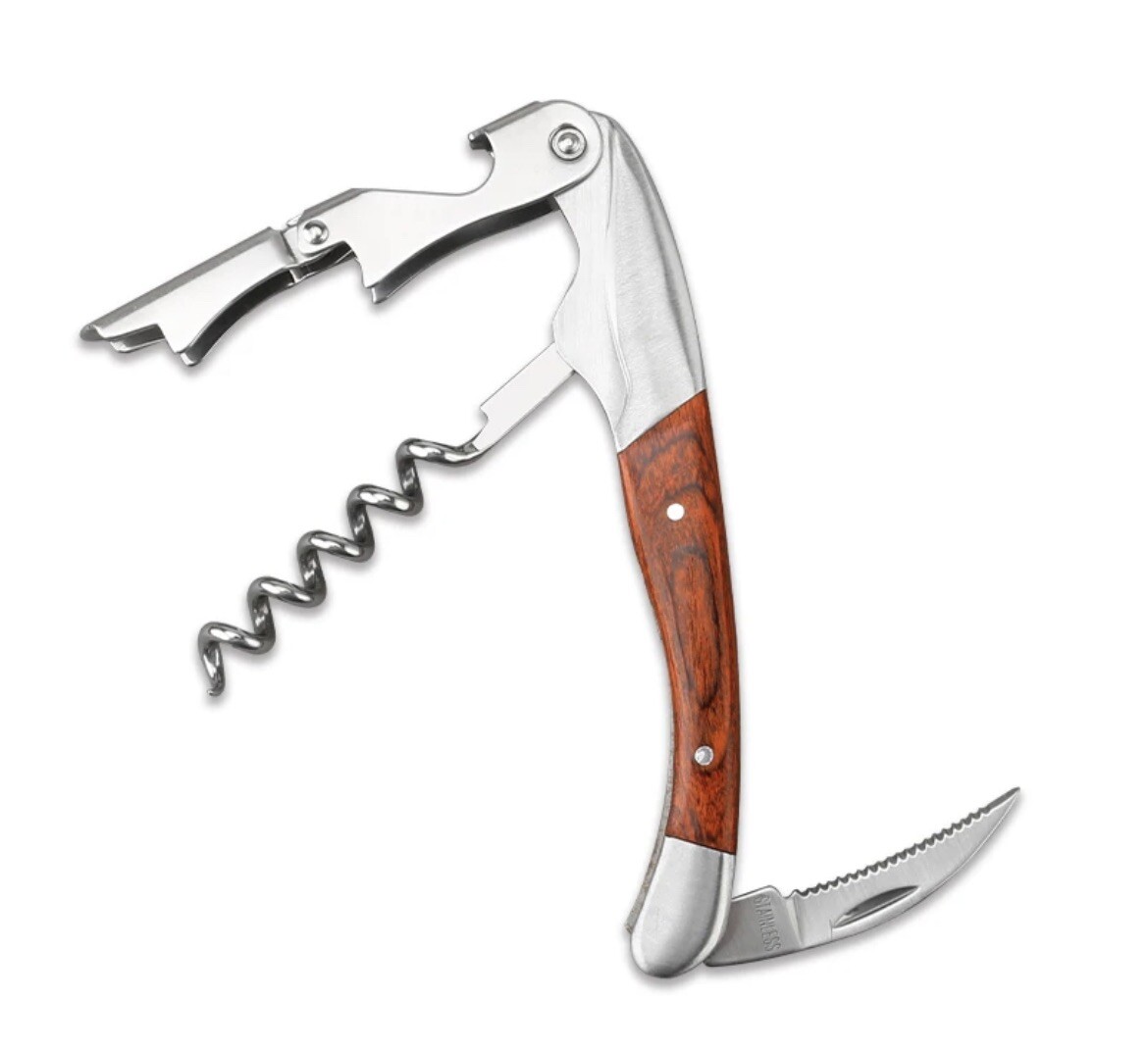 Wine Opener Corkscrew Bottle Waiters Key with Foil Cutter Double Hinged w/ Pouch gallery
