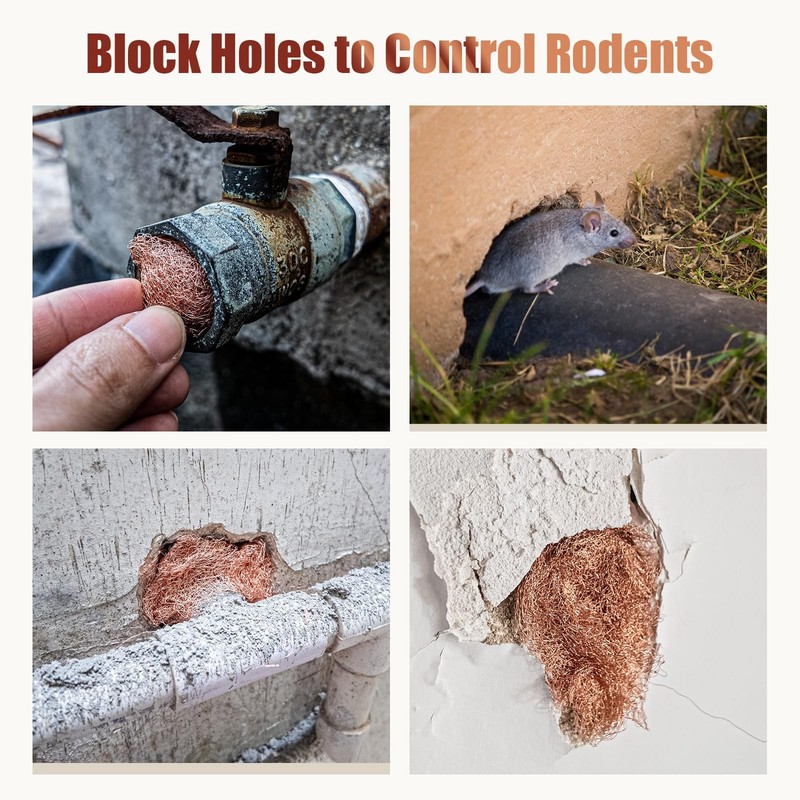 3rd Gen Copper Mesh Rodent Control Kit, 100% Pure Wool 2 Rolls, gallery