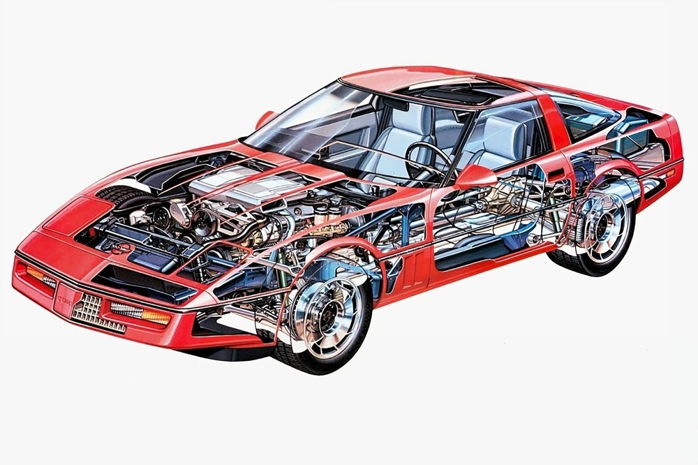 1985-1997 C4 Corvette Cross Section POSTER 24 X 36 Inches SWEET!