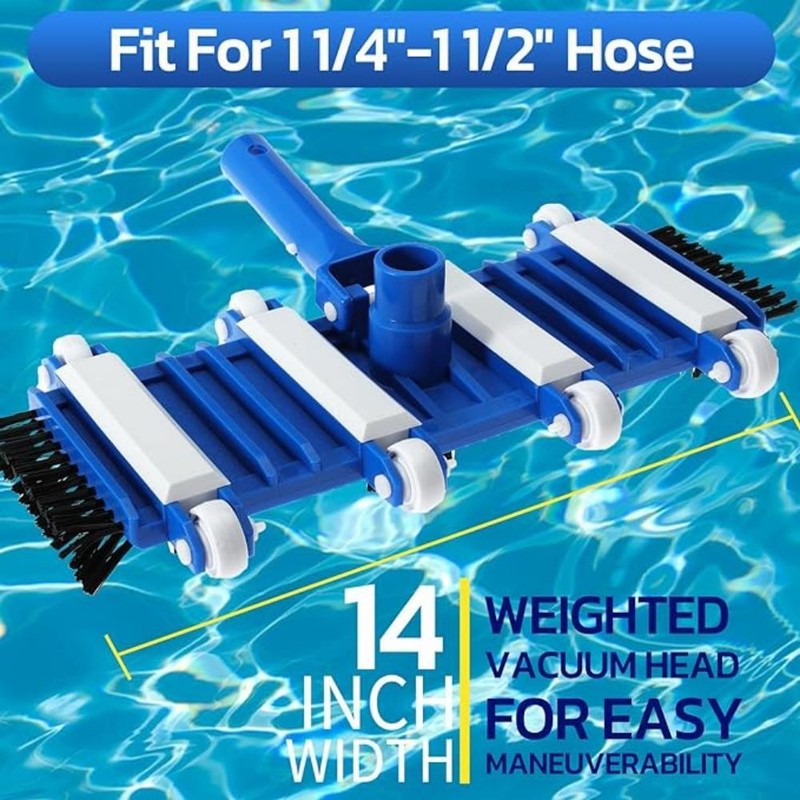 Flexible Pool Vacuum Head Rectangle Shape 14 Inch Heavy Duty with Wheel Brush gallery