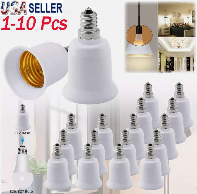 10pc E12 to E26/E27 Light Bulb Socket Adapter Standard Base Chandelier Converter