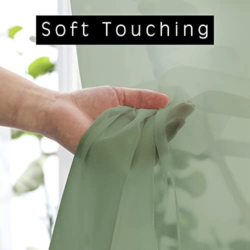 Sheer Curtains 36 Inches 2 Panels Set - 42"W x 36"L (Pack of 2) Sage Green gallery