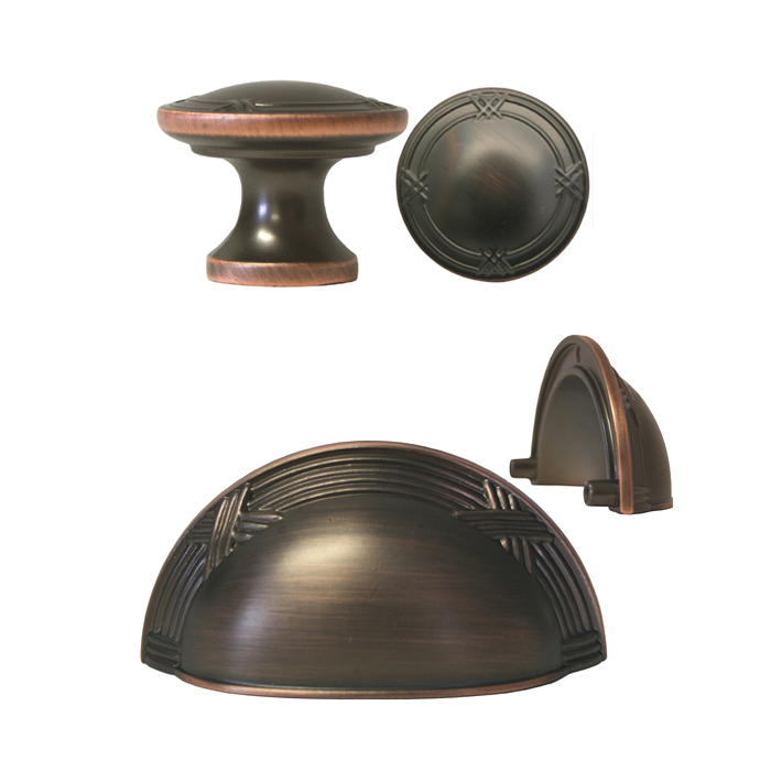 Oil Rubbed Bronze Ribbon & Reed Kitchen Cabinet Drawer Knobs and Pulls 3" gallery