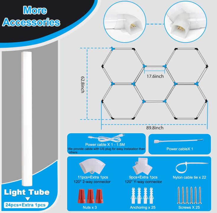 Luz LED hexagonal para garaje, 25 piezas, 26400 lm, súper brillante, Nuevo gallery