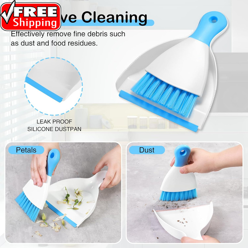 Mini Dustpan and Brush Set 2 Pack, Small Broom and Dustpan Set Dust Pan and Mini gallery