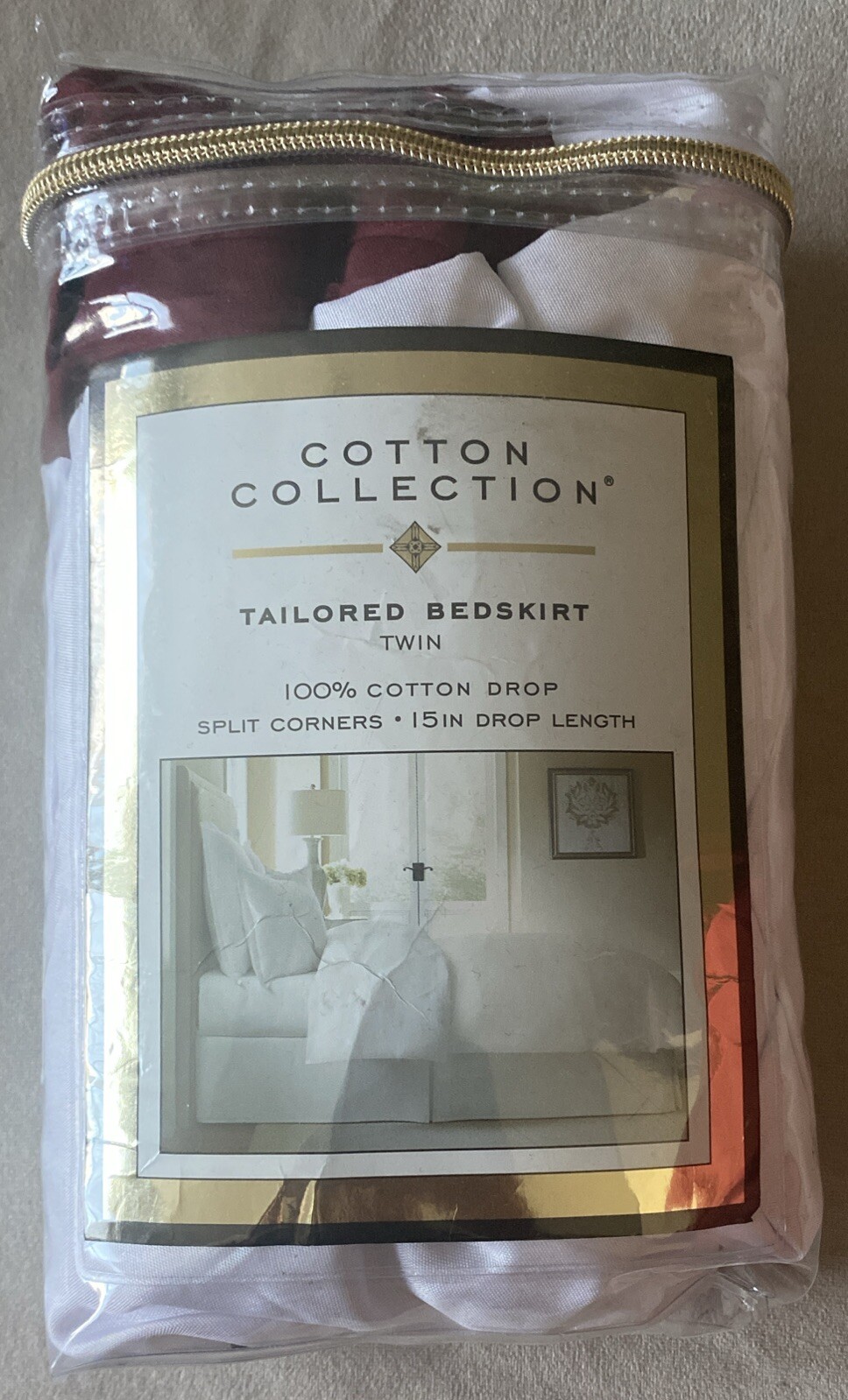 Levinsohn Cotton Collection Twin Tailored Bedskirt 15 in drop Burgundy 39” X 75” gallery