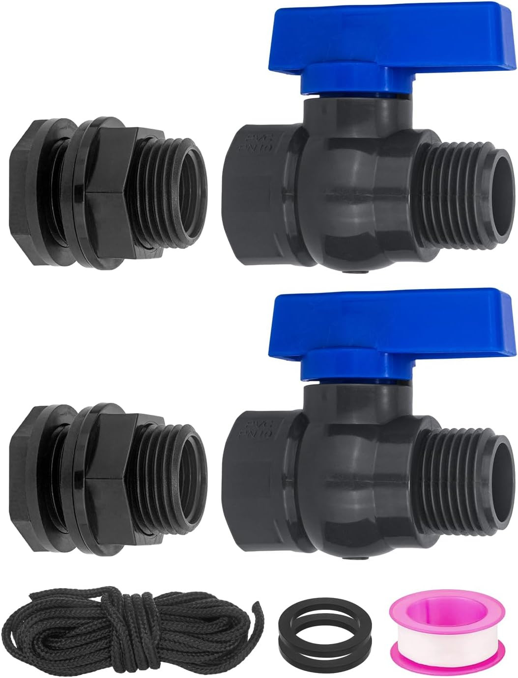 PVC Rain Barrel Spigot Kit 2 Pack 3/4" GHT Garden Diverter Kit with Bulkhead Fit gallery