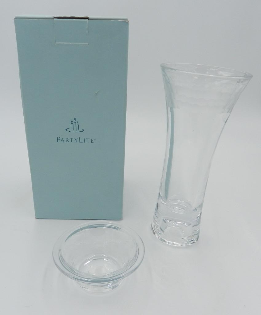 NIB Partylite Clarity P9221 7" Taper/Tealight Candleholder 2 Piece Retired gallery