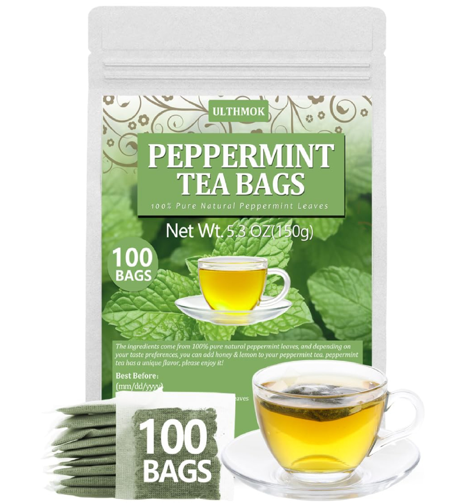 Peppermint Tea Bags, 100 Natural, Caffeine Free - 100 Bags Free Shipping gallery