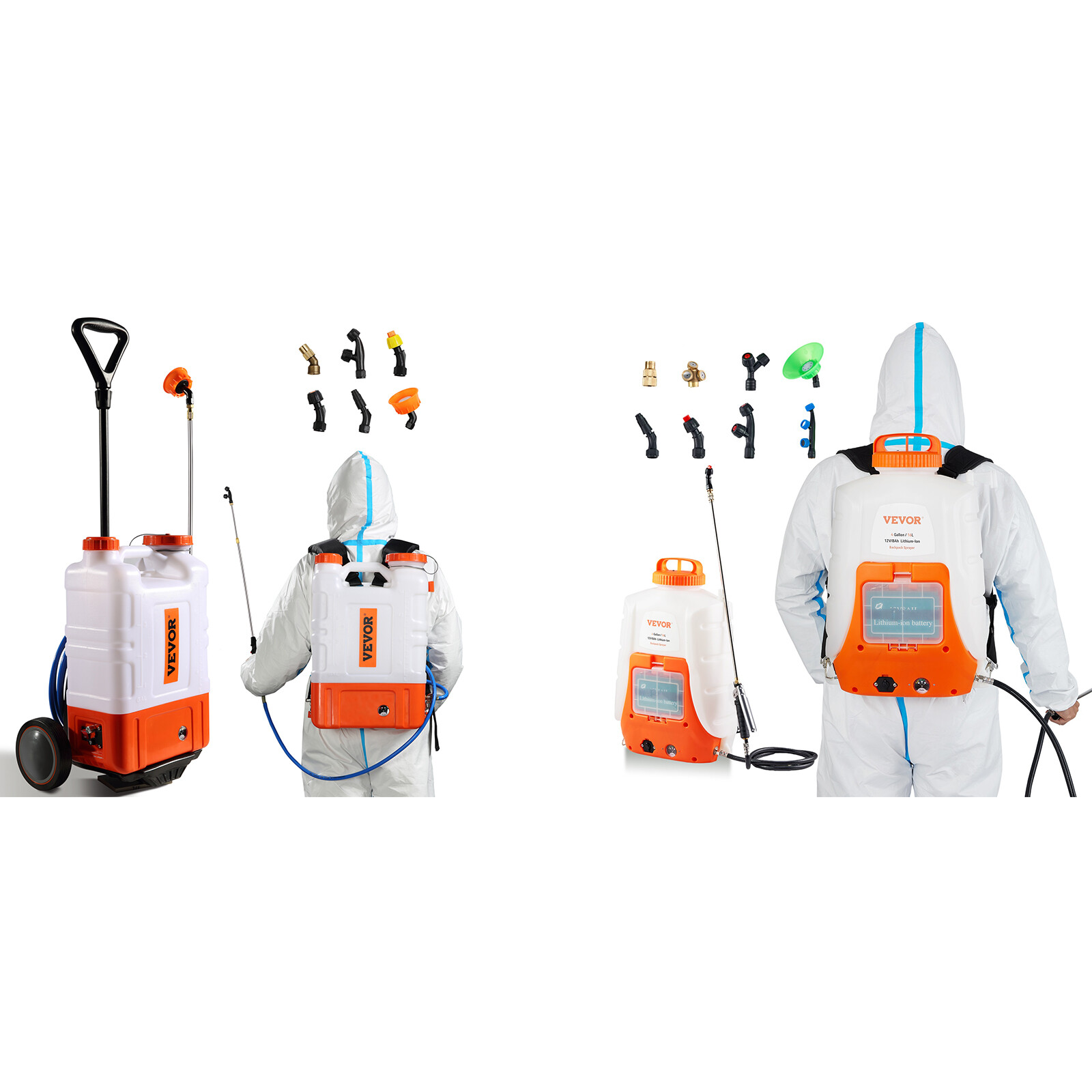 VEVOR Battery Powered Backpack Sprayer with Wheel 4 Gal Tank 0-94 PSI Adjustable gallery