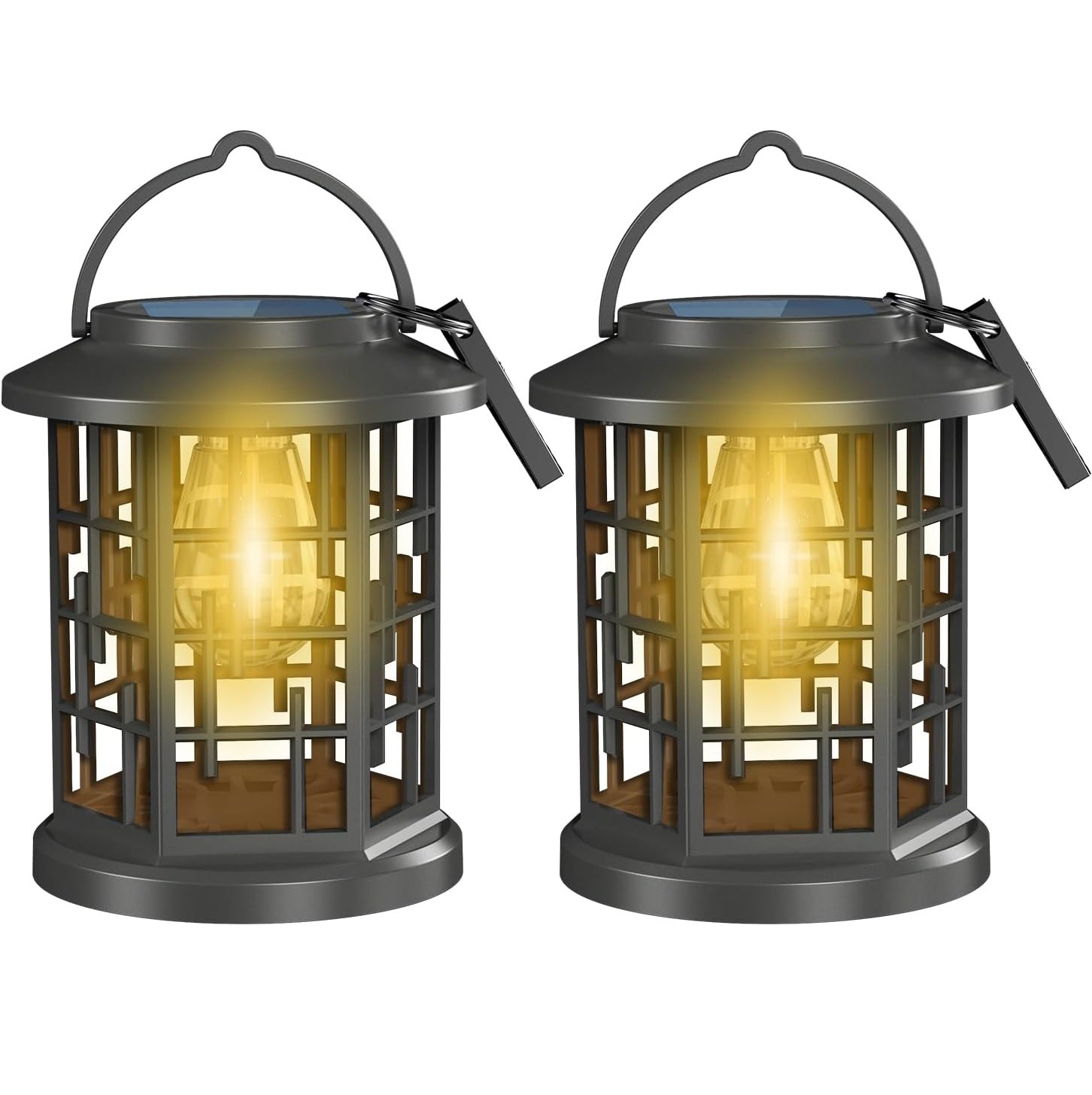 2 Pack Solar Powered Waterproof Outdoor Hanging Lanterns - Warm White Solar LED gallery
