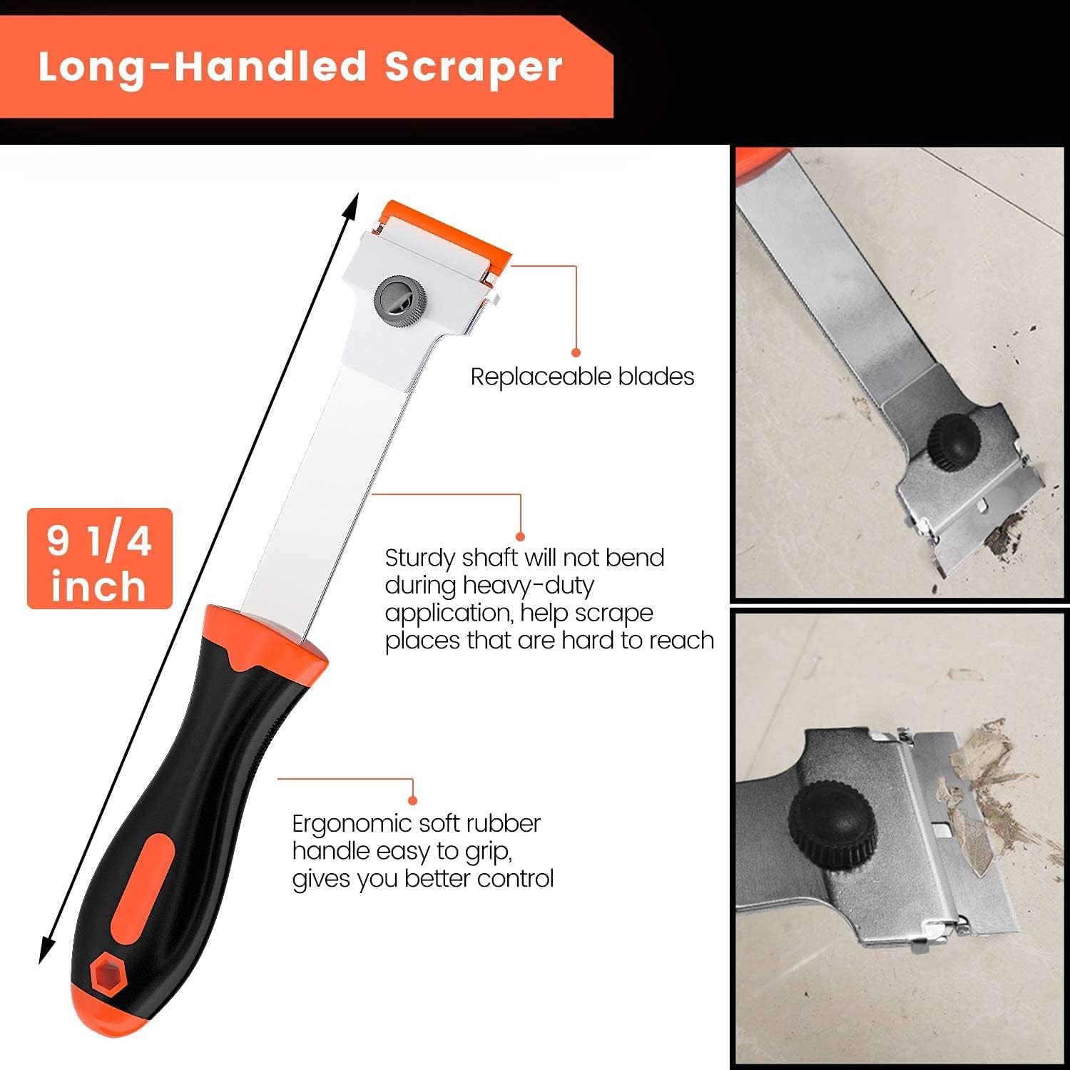 Razor Blade Scraper, Long Handled Scraper Tool with 10 Extra Replacement Blades, gallery