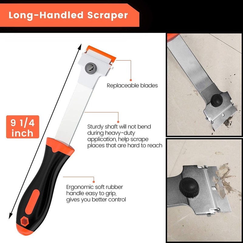 Razor Blade Scraper, Long Handled Scraper Tool with 10 Extra Replacement Blades, gallery