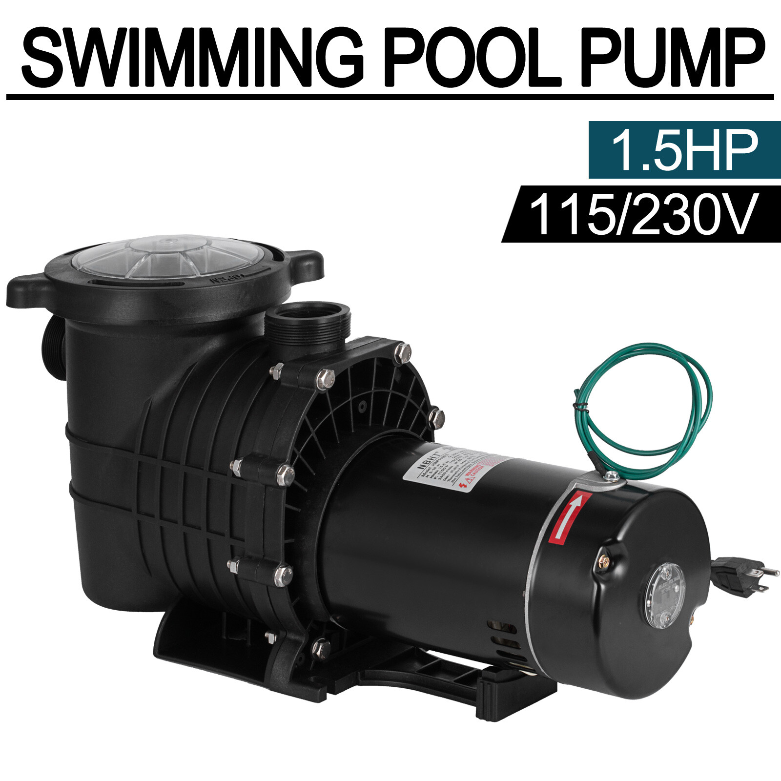 1.5HP Swimming Pool Pump Motor Hayward w/Strainer Generic In/Above Ground gallery