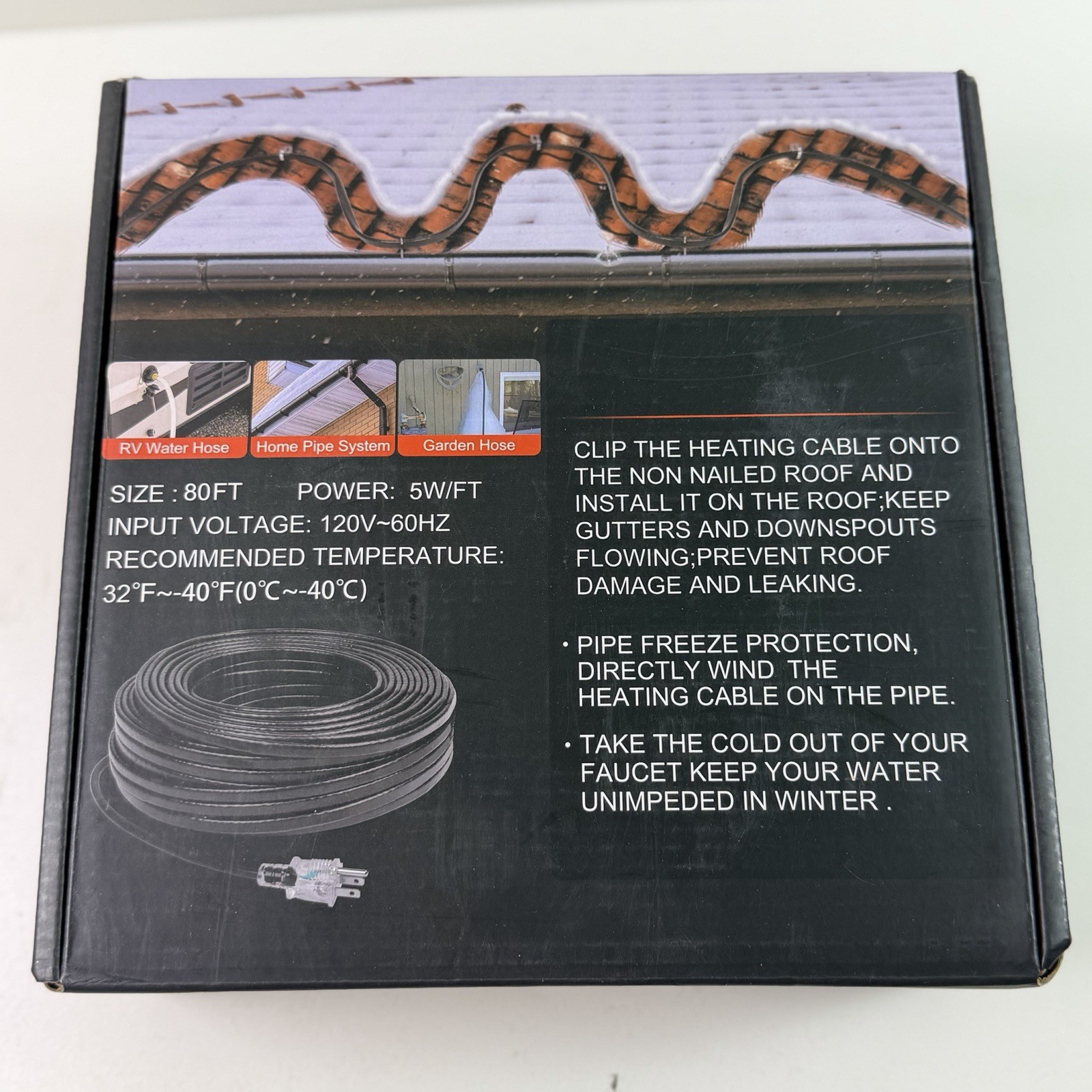 80FT Heating Cable for Metal and Plastic Home Pipes Heat Tape for Water Pipes gallery