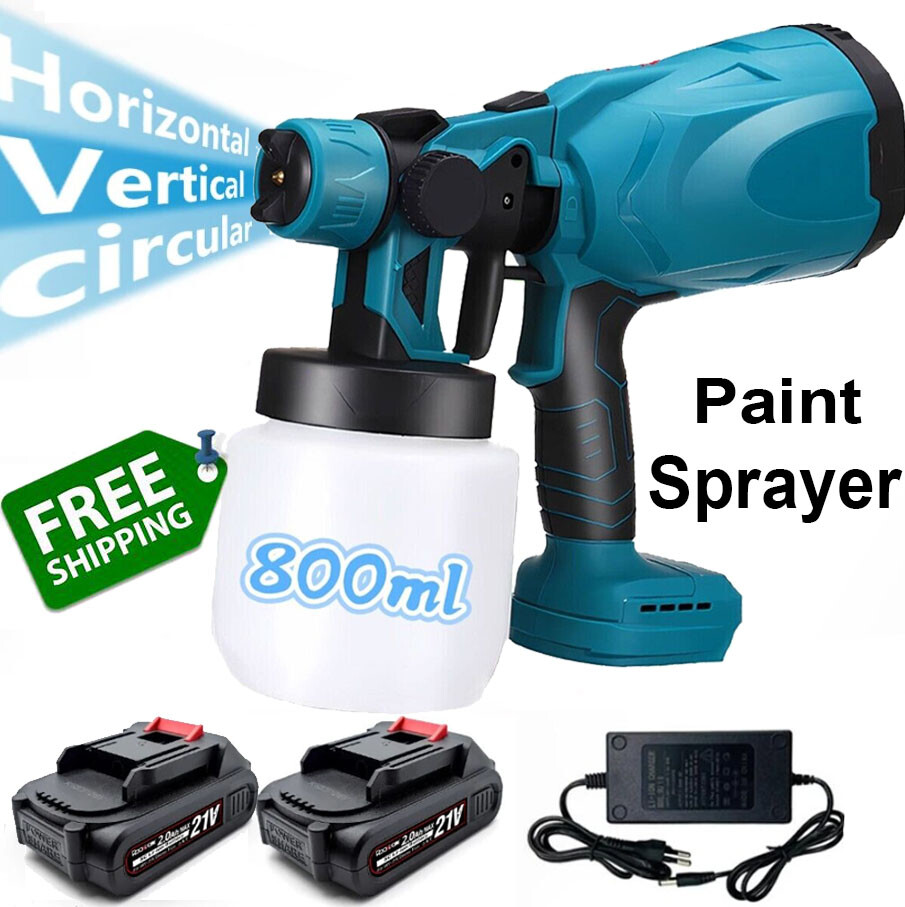 2000mAh Cordless High Pressure Paint Sprayer Electric Spray Gun Kit w/2 Battery gallery