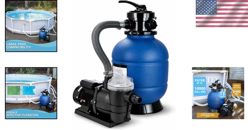 Efficient 13" Sand Filter Pump System - Ideal for Pools Up to 10,000 Gallons gallery