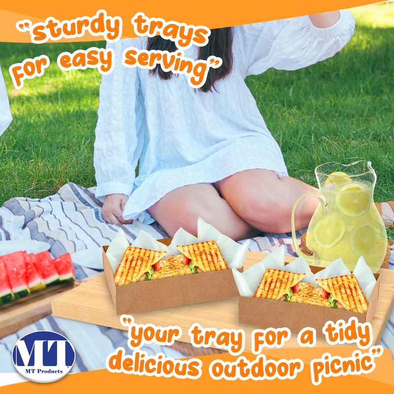 MT Products Brown Paper Stadium Drink and Food Trays - Pack of 25 gallery
