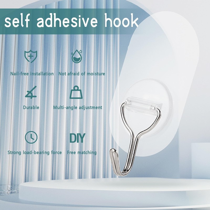 Adhesive Hooks Transparent 20 Pack Hooks Self Adhesive No Drilling Max 8kg Na... gallery