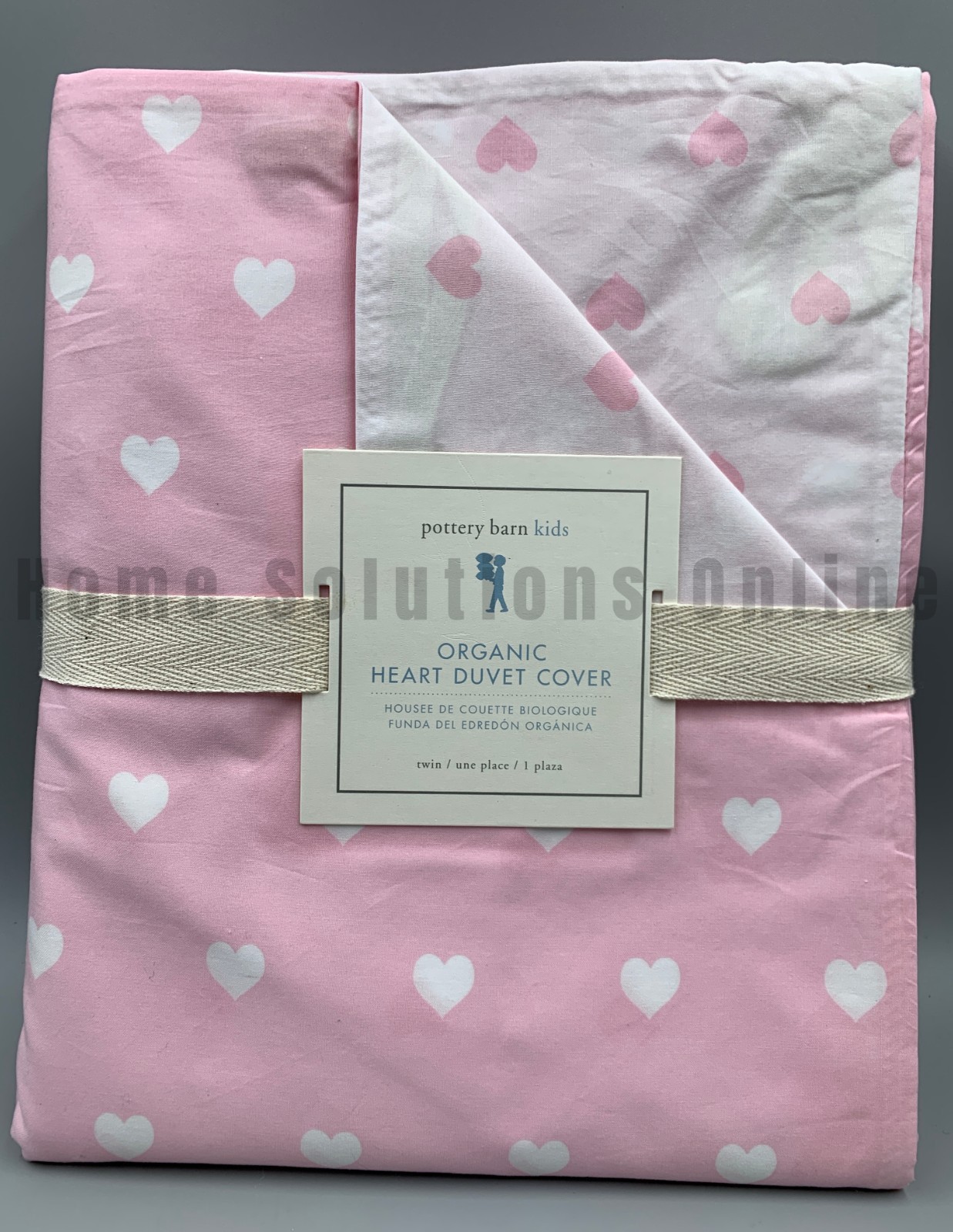 Pottery Barn Kids Heart Organic Percale Reversible Duvet Light Pink Twin #B8019 gallery