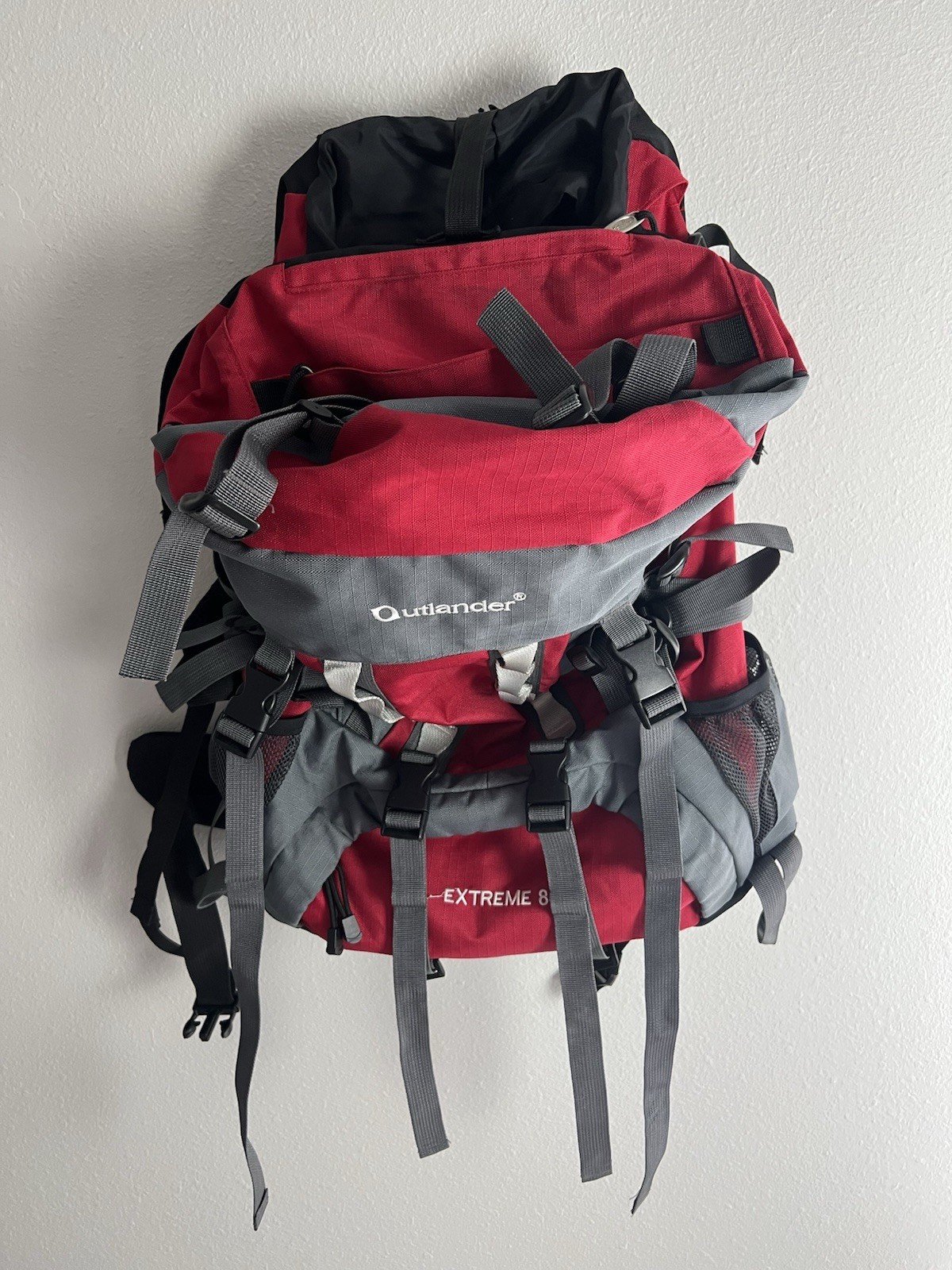 Outlander Extreme 80 Hiking Backpack Red Gray Reflective 5