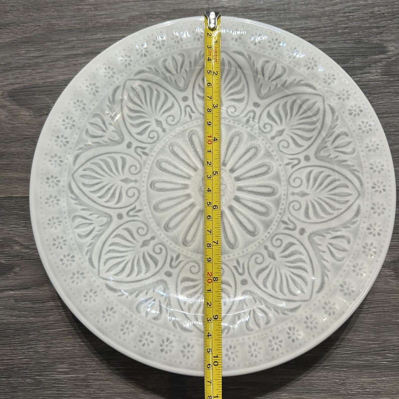 6 Shabby Chic Melamine Dinner Plates Indoor Outdoor Floral Geometric Design 10.5 gallery