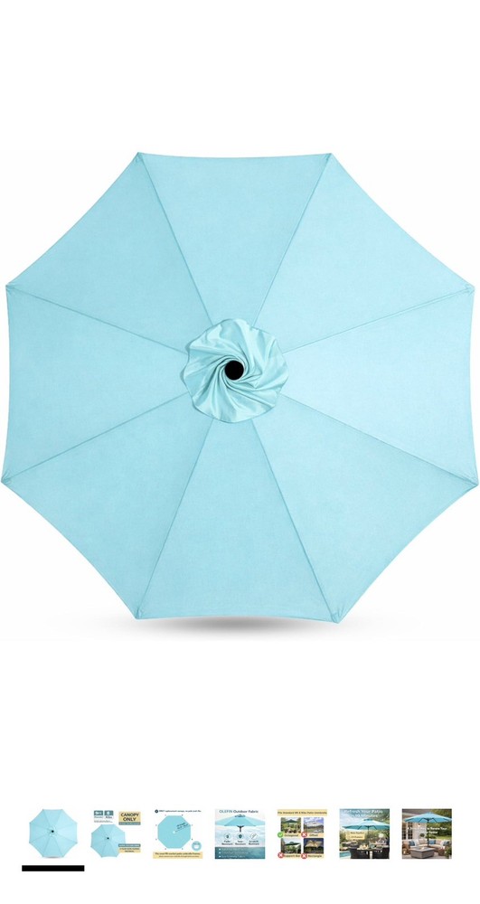 9ft Umbrella Replacement Canopy 8 Ribs, UV & Fade Resistance OLEFIN Fabric